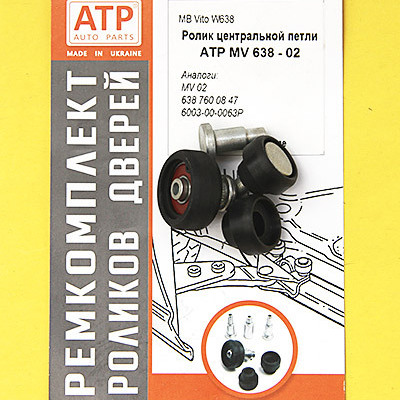 Ремкомплект роликов средней (центральной) петли Mercedes Vito 638 (1996-2003)
